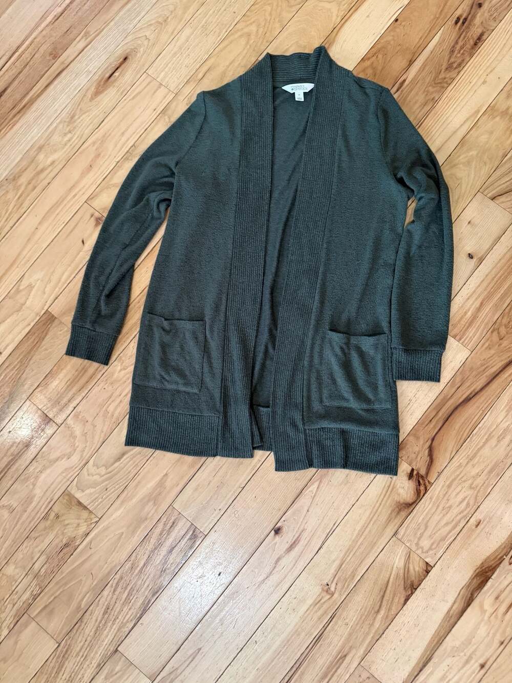 Market & Spruce Dark Green Open Front Cardigan with Pockets